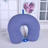 Almohada cervical para el cuello en forma de U de partículas de espuma a rayas directa de fábrica, almohada en forma de U para viajes en coche, venta al por mayor