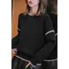Tricô Casual Pulôver Estilo Preguiçoso Japonês e Coreano para Mulheres Design Outono 2025 Tricô com Pontos e Gola Redonda Tendência