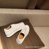 Zapatos Populares de Cuero Genuino Tipo Galleta 2025 Nuevos Tenis Blancos de Moda para Mujer de Primavera y Otoño, para Aumentar la Altura, Transpirables, Versátiles Tenis de Suela Gruesa