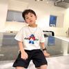 2024 Verão Infantil Camiseta Algodão Top Manga Curta Estilo Coreano Médio e Grande Infantil Top Camiseta Algodão Infantil Robô