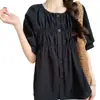 Camisa Francesa de Manga Corta con Mangas Abullonadas para Mujer Talla Grande para Verano, Top Adelgazante y que Disimula el Vientre para Mujeres con Curvas