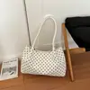 Bolsa de ombro com poá estilo coreano 2026, superfície macia versátil, grande capacidade, bolsa de ombro para o dia a dia, bolsa de mão simples para estudantes