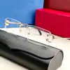 Fivela de Ferradura Hastes Vazadas, Mesmo Estilo de Jackson Wang, Armação de Óculos Quadrada Sem Aro de Metal Moda Dourada Ct0488