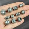 Cuentas espaciadoras antiguas de plata de Shanxi, estilo retro, cuentas de barril de plata cepillada, varios estilos, accesorios de juego literario DIY de plata Panax notoginseng