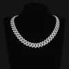 Nueva cadena cubana de alta calidad más vendida del fabricante original, collar y pulsera hip-hop personalizados con cierre de tapa abatible de medio diamante con forma de diamante de 14MM