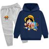 2025One Piece Estampado de Dibujos Animados Traje para Niños Sudadera con Capucha Sudadera + Pantalones Pb904