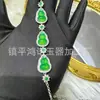 Pulsera de Plata de Ley 925 Chapada con Calcedonia Verde Hielo Incrustada, Estilo Nuevo, con Elegante Ágata Hielo Blanco, Pulsera Ajustable
