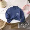 Camada base infantil de fleece com gola alta parcial, unissex, para outono e inverno, roupa íntima quente, adequada para crianças mais velhas, roupas de outono, roupas íntimas e blusas, atacado
