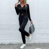Amazon Ropa de Mujer Transfronteriza Otoño e Invierno 2024 Nuevo Conjunto de Traje de Manga Larga Estilo Europeo y Americano Sudadera Casual con Cordón Retorcido Conjunto de Dos Piezas