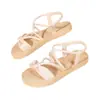 Sandalias Planas para Mujer Cuerda de Cáñamo Imitación Suela Falsa de Cáñamo Tira de Terciopelo Correa Cruzada Zapatillas Sandalias para Mujer Transfronterizas de Amazon