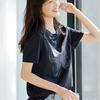 Camiseta de Manga Curta Estampa Borboleta Gradiente Sombra Borboleta Feminina Verão Para o Trabalho Peça Versátil