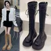 Botas Altas con Cordones para Mujer, Nuevas Botas de Montar de Suela Gruesa Otoño e Invierno 2025, Botas Altas Hasta la Rodilla, Botas Adelgazantes
