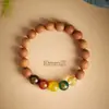 Pulseiras de Madeira de Pessegueiro para Homens, Contas de Oração Budistas, Pulseiras para Mulheres, Pulseiras de Cinco Vias, Pulseiras de Cristal de Ágata, Pulseiras de Raio para Homens