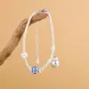 Ciervo Dorado Rey Plata Pura Gota de Aceite Nube Perla Carácter de Bendición Calabaza Cuerda Hecha a Mano DIY Gancho Fénix Conjunto de Pulseras para Mujer