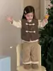 [Turanka] Ropa Infantil 2025 Estilo Coreano Chaleco Chaqueta para Niñas Set de Capa Base con Forro Polar