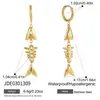Wanxing Europeu e Americano Design Original Estilo de Feriado Ouro 18K Aço Inoxidável Zircônia Branca Pingente Brinco Espinha de Peixe para Mulheres Atacado em Estoque