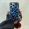 Cordón Creativo Estilo Coreano Azul Marrón Estampado de Leopardo Espiral Adecuado para Funda de Teléfono Móvil Apple 14 16Pro Nuevo iPhone15Pro