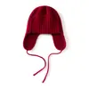 Nova coleção outono/inverno 2026: gorro de tricô de cashmere, à prova de vento, grosso, cor sólida, com abas para as orelhas, unissex