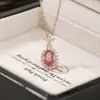 Yuebao Joyería Turmalina Plata de Ley S925 Chapado en Oro Rosa Trébol Cabujón Oval Súper Brillante Incrustado Colgante de Plata de Lujo Ligero