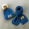 Conjunto de Lã de Duas Peças com Chapéu e Cachecol para Crianças Forrado com Fleece para Bebê Outono e Inverno Tendência para Meninos Menino Grande Estilo Coreano Inverno