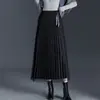 Falda Plisada de Malla Reversible para Mujer, Nueva Falda Larga de Cintura Alta que Cubre la Cadera para Otoño 2026, Elegante Falda Acampanada para el Trabajo