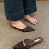 Zapatillas de salón planas de moda para mujer, estilo nuevo de primavera y verano 2025, sandalias de mujer francesas de alta gama con punta cerrada