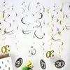 Decorações Pendentes Espirais Qc Conjunto de 12 Peças Decoração de Bandeiras Pendentes Espirais de PVC para 30º Aniversário Decoração de Festa de Aniversário