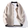 2025 Moda Otoñal Casual Transfronteriza para Hombre Cárdigan Suéter Hombres Suéter Tejido Cuello Redondo Chaqueta Rayada Chaqueta