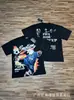 Camiseta de Verano Unisex de Cuello Redondo y Manga Corta, Holgada y Casual, Estilo High Street, con Estampado de Letras de Pedrería Retro
