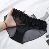 Bragas Sexys de Encaje Negro para Mujer Caladas Transpirables Cómodas para Dama Puro Deseo Entrepierna de Algodón Puro Cintura Baja Bragas para Mujer