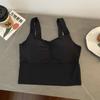Novo Copo de Látex Copo Fixo Ice Silk Sling Colete Pequeno Mulheres Verão Envolvido Peito Plissado Base Curta Top com Almofada no Peito
