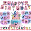 Decoración de Fiesta de Cumpleaños Temática de Stitch Bandera de Stitch Inserto para Pastel Globo Colgante Espiral Fiesta