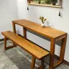 Balcão de Bar de Madeira Maciça de Olmo Velho Contra a Parede, Mesa Piano Simples de Janela Saliente, Caixa Longa de Madeira Maciça, Bancada de Mesa Estreita Zen