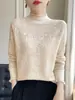 Nuevo Suéter Fino de Imitación Lana para Mujer 2026 Otoño/Invierno Transfronterizo con Encaje de Organza y Diseño de Punto Hueco