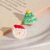 Pendientes de Diseño Divertido de Reno de Santa Claus Europeos y Americanos con Pasador de Plata, Pendientes de Campana de Navidad de Dibujos Animados de Cerámica Suave para Mujer