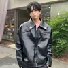 Subcultura Bordado Oscuro Chaqueta de Cuero para Motociclista Marca de Moda para Hombre Diseño Multicierre Solapa Cuero PU Chaqueta Holgada Ropa de Abrigo