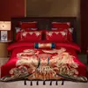 Casamento Casamento Vermelho Quatro Peças Luxo Leve 180 Algodão de Fibra Longa Capa de Edredom de Algodão Casamento Quarto de Casamento Edredom Roupa de Cama
