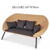 Conjunto de mesa e cadeiras de vime para varanda externa, sofá de vime, mesa de centro, conjunto de três peças, móveis de vime para lazer no pátio, móveis de vime para exterior