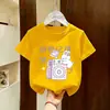 Top Estiloso com Estampa de Desenho 100% Algodão Puro Meninas Verão 2026 Roupas Infantis Crianças Bebê Camiseta de Manga Curta