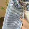Cardigan de Tricô com Capuz e Zíper Listrado Ondulado Estilo Coreano Feminino 2026 Outono/Inverno Novo Estilo Preguiçoso Casaco Suéter Solto