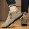 Zapatos para Hombre de Comercio Exterior Dropshipping, Zapatos Casuales Nuevos, Ligeros y Versátiles Slip-On de Suela Plana con Cremallera Lateral, Zapatos de Trabajo Deportivos para Hombre de Suela Plana