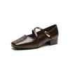 Zapatos Mary Jane Cuadrados de Tacón Grueso Estilo Francés para Mujer, Nuevo Estilo Retro Primavera 2026, Zapatos de Cuero de Tacón Bajo con Correa Única que Combinan Bien con Vestidos