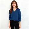 Suéter de punto suelto estilo perezoso retro francés para mujer Otoño e Invierno Nuevo Simple Casual Cuello Rayas en las axilas Top de punto