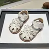 Sandalias para Niña Estilo Coreano Encaje Zapatos de Princesa 2026 Verano Niñas Pequeñas Transpirables Suela Suave Punta Cerrada Sandalias Huecas