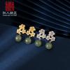 Aretes antiguos de oro de plata esterlina s925 aretes de jade Hetian aretes de margarita flor de moda aretes estilo ins aretes elegantes