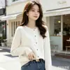 Fábrica de cardigãs de gola redonda no atacado, blusas de primavera e outono, manga longa feminina plus size, tricô novo estilo coreano
