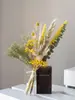 Vaso de Vidro com Flores Secas Arranjo de Flores Buquê Conjunto Decoração para Fotografia de Modelo de Casa Bancada Doméstica Decoração de Pousada