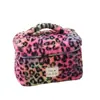 Bolsa de Cosméticos Transfronteriza, Gran Capacidad, Bolsa de Tocador Portátil de Felpa de Alta Gama, Bolsa de Almacenamiento de Viaje con Estampado de Leopardo, Bufanda Cálida