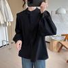 Camisa de gola estilo japonês feminina outono nova solta manga comprida design de nicho senso cor sólida simples profissional elegante top