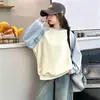 Suprimento transfronteiriço 2026 moletom degradê para meninas estampa de desenho animado infantil manga longa forrado com fleece gola redonda camiseta básica moderna